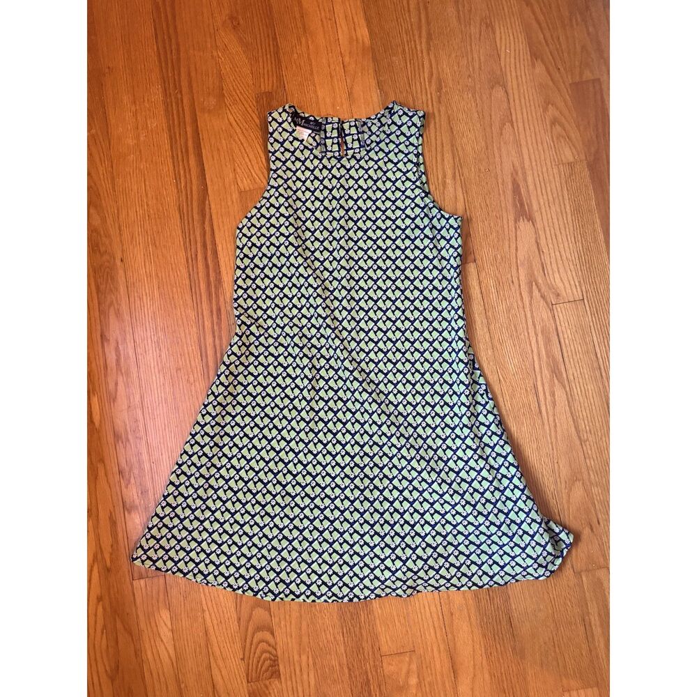 Vintage 90s My Michelle 11/12 Navy Green Daisy A Line Dress Y2K